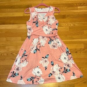Pink Floral Sleeveless Nursing Dress - Comfortable Summer Style